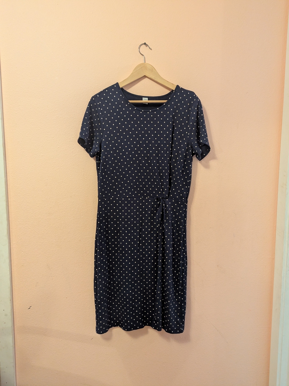 Old Navy Navy and White Polka Dot Short Sleeve Dress